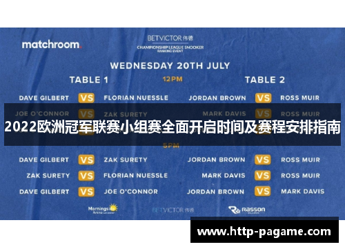 2022欧洲冠军联赛小组赛全面开启时间及赛程安排指南 2022欧洲冠军联赛小组赛全面开启时间及赛程安排指南